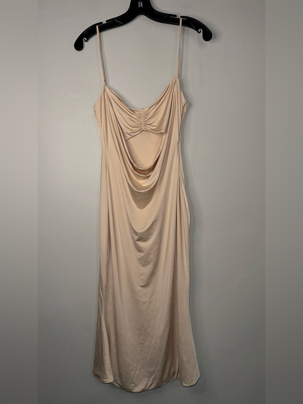 Oh Polly Nude Backless Cowl Midi Dress